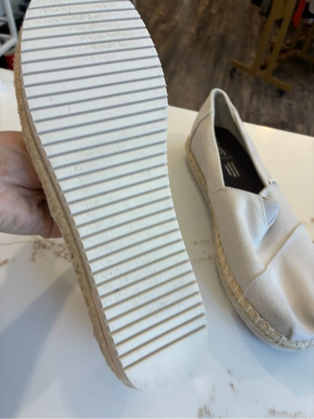 TOMS Women's Cream Canvas Espadrille Slip-Ons